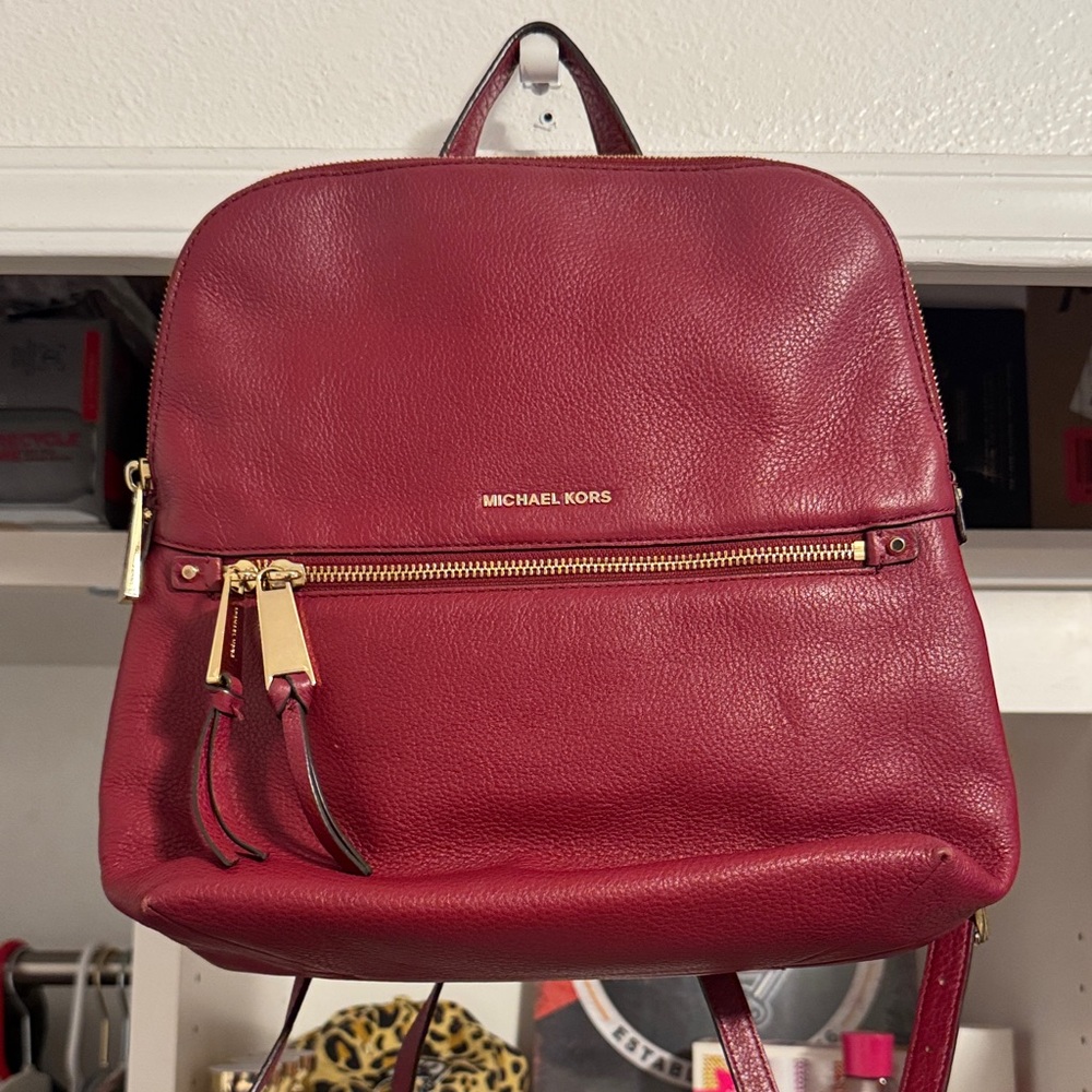 Michael Kors Red (Burgundy) Leather Backpack